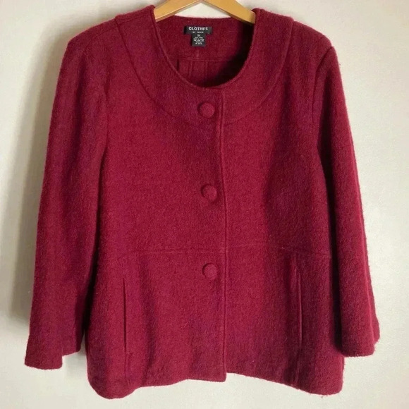 Clothes by Revue Sweaters - Women’s Red Wool Button Up Sweater 3X